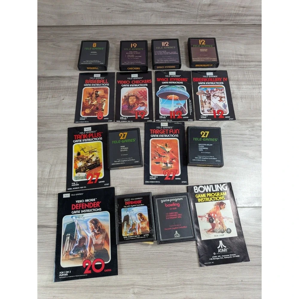 Tele-Games Atari 2600 SEARS Video Game LOT OF 8 Cartridges + Manuals or inserts